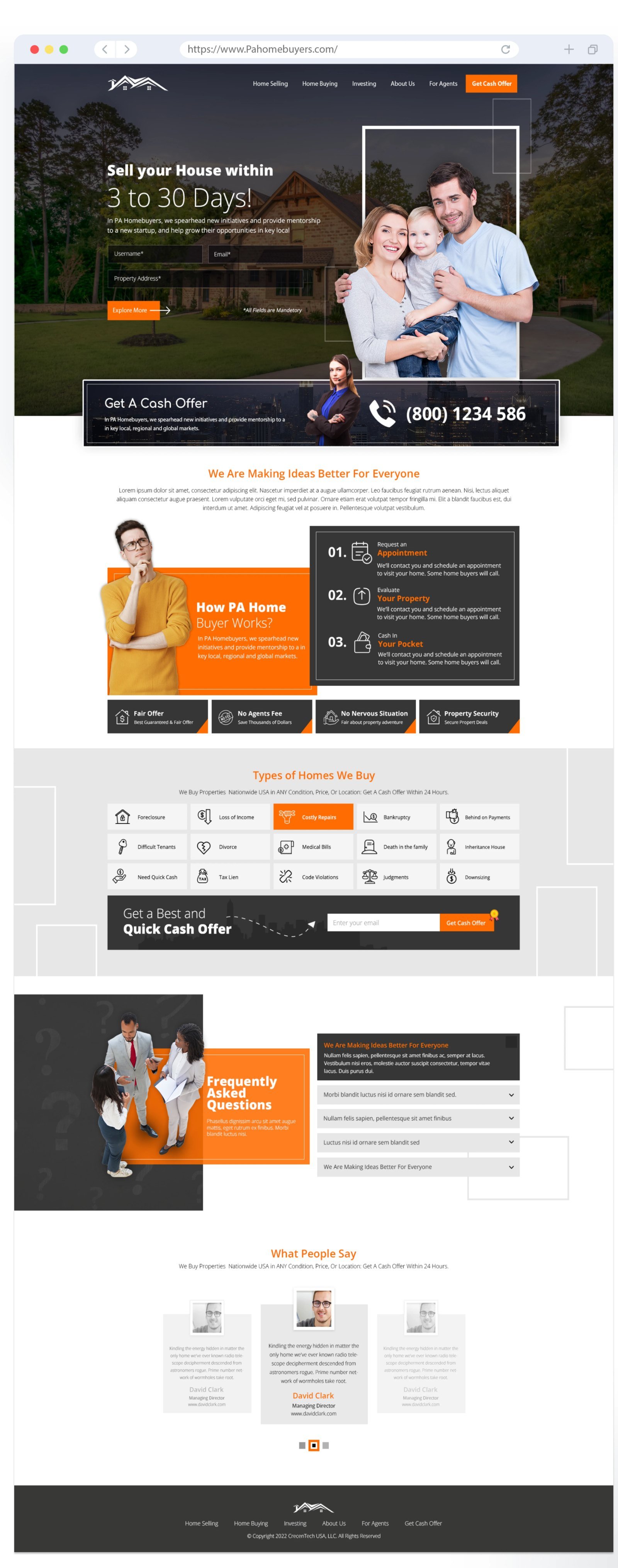PA Homebuyers full landing page design